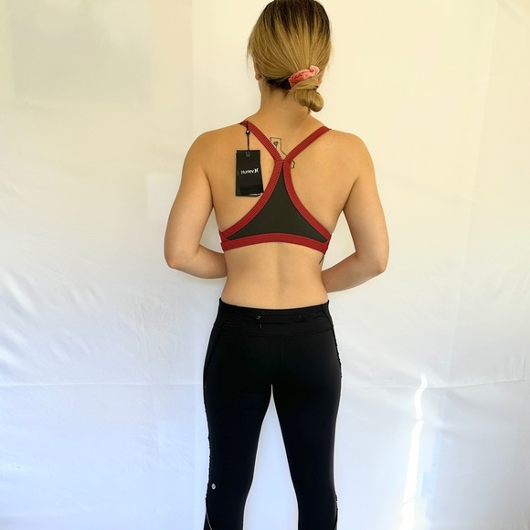 NWT - Women's Hurley Sports Bra - Red/Black/Olive - Size S - Picture 3 of 14